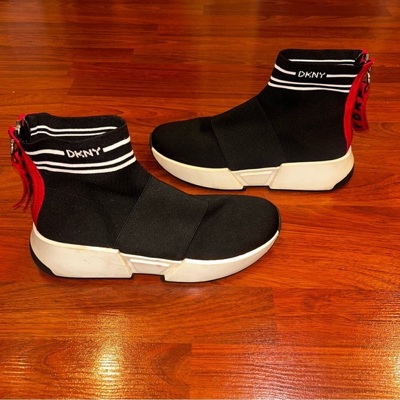 Dkny Shoes - DKNY Black and Red Sneakers